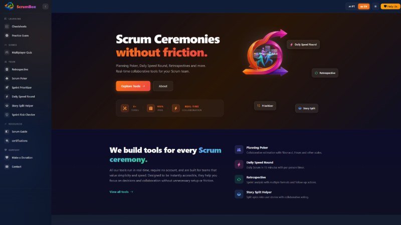 Screenshot do site Academia Scrum