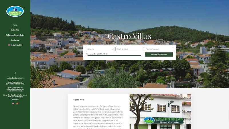 Captura de pantalla del sitio CastroVillas