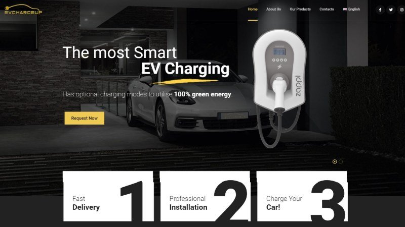 Captura de pantalla del sitio EVchargeUp
